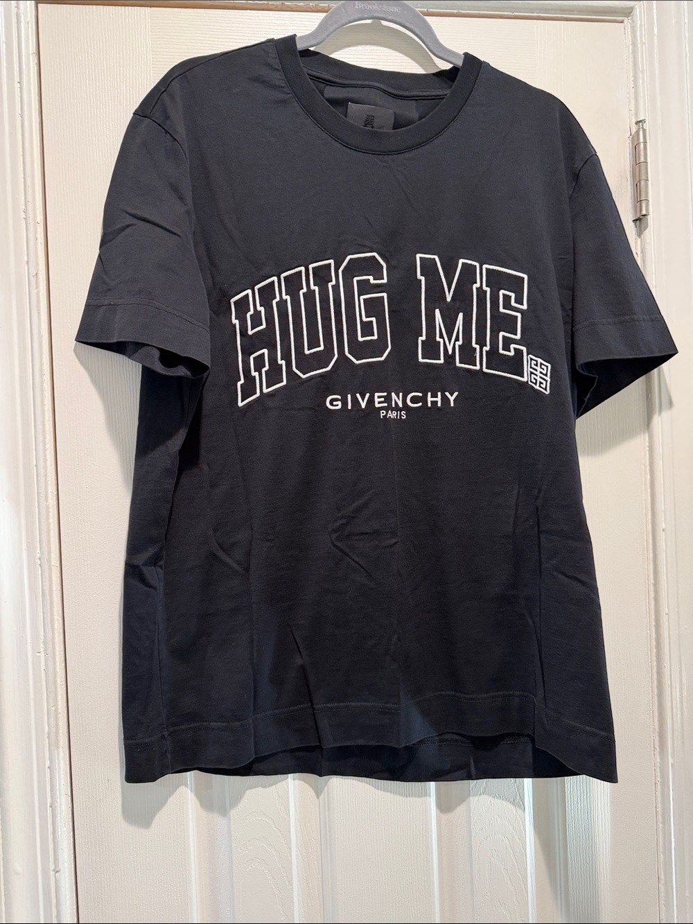 Authentic I Givenchy Black Tee with White Graphic Print on Front and Back